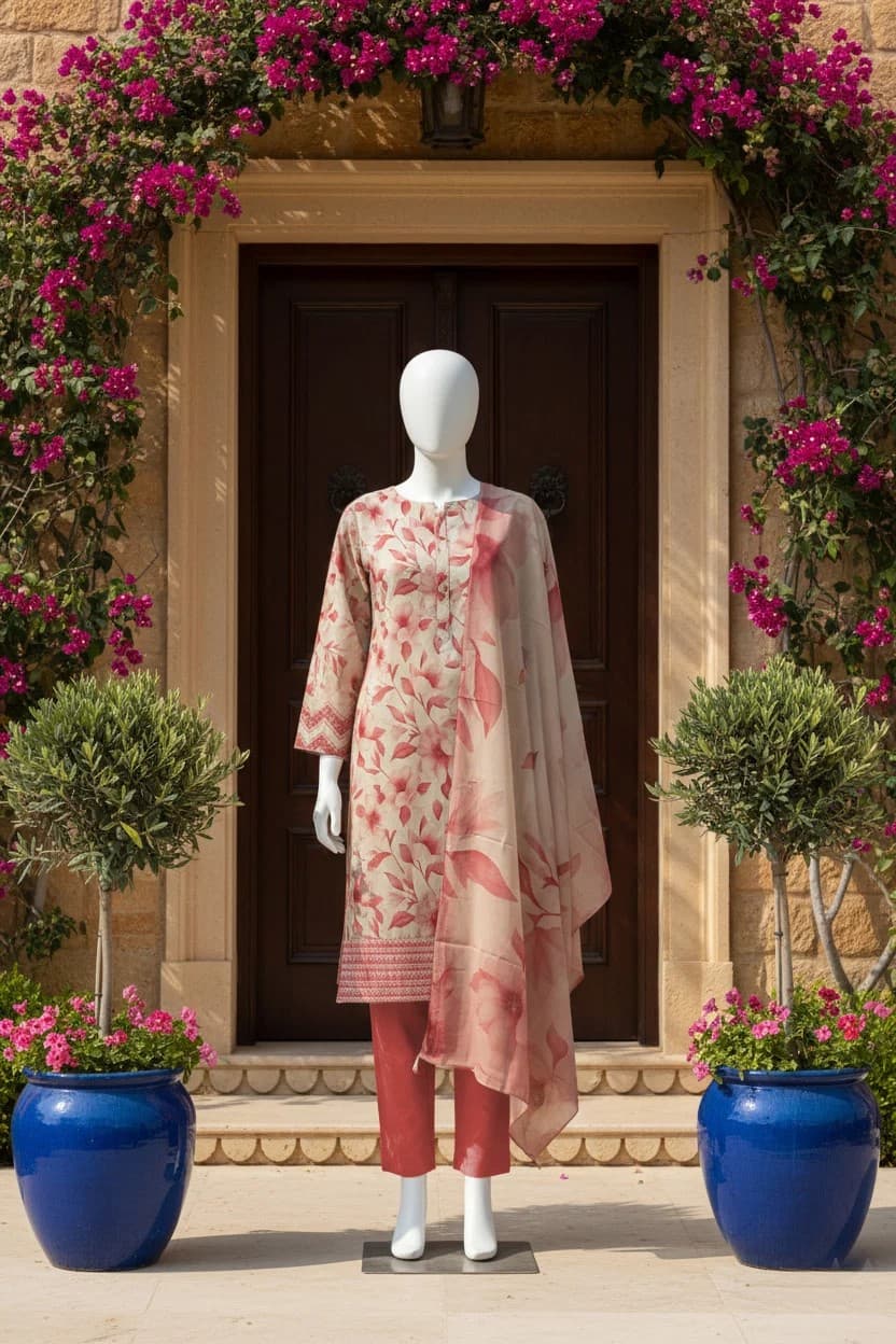 Premium Pakistani women's fashion modeled elegantly
